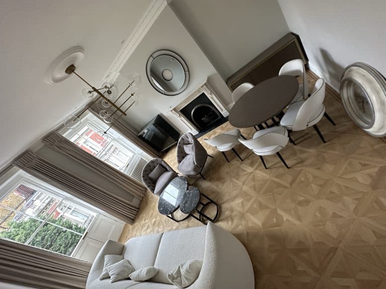 Property refurbishment Kensington Chelsea by LMDEC LTD — bespoke panelling TV room in period Pimlico property