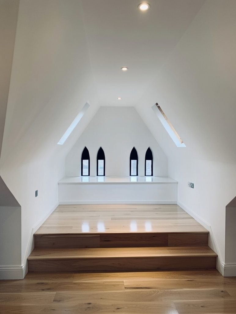 Beautiful new oak flooring in loft bedroom Dulwich